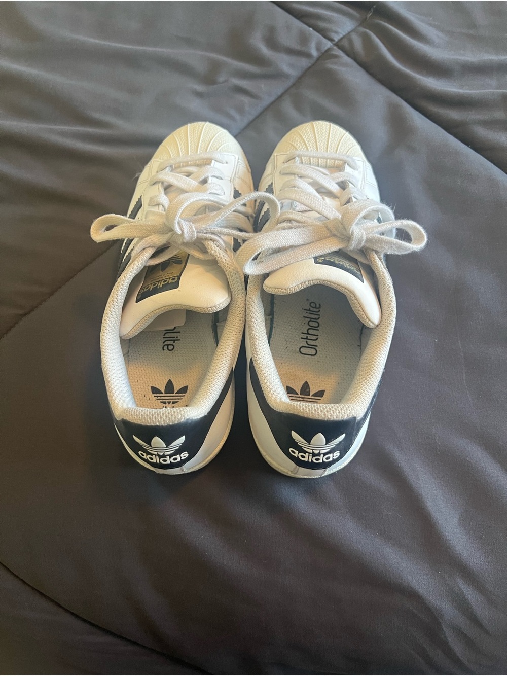 adidas Kids White and Black Classic Shell-Toe Sneakers